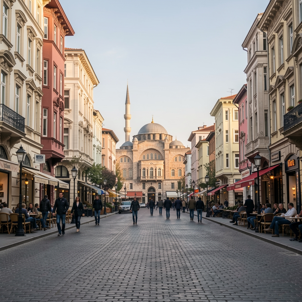 İstanbul Beyoğlu'nda bir fotoğraf galerisinin açılışında sanatçılar ve izleyiciler, duvarda asılı büyük format belge baskıları